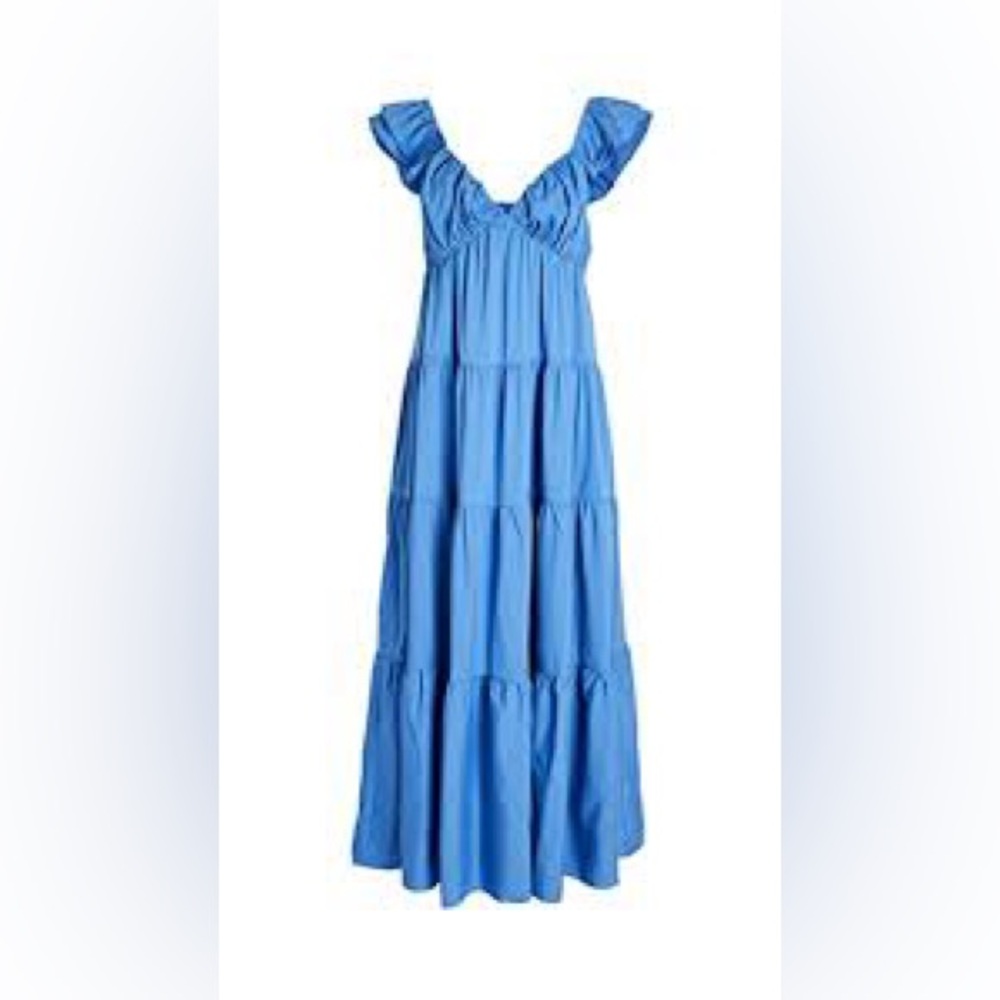 english factory ruffle sleeve maxi dress